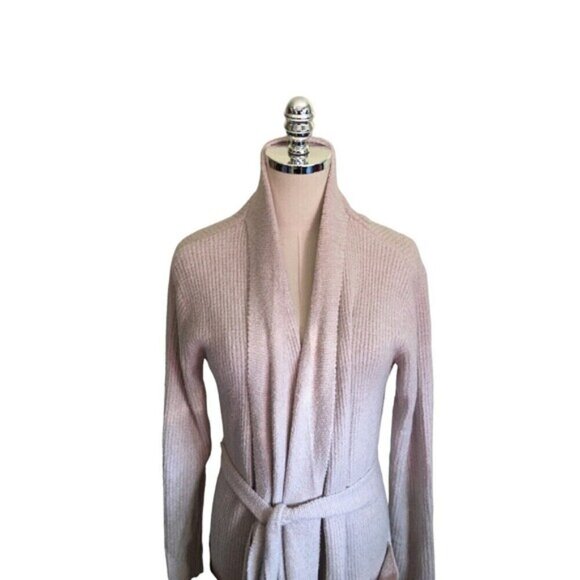 Barefoot Dreams Cozy Chic Lite Cardigan Women's Size S/M Pale Pink Belted - Picture 2 of 9